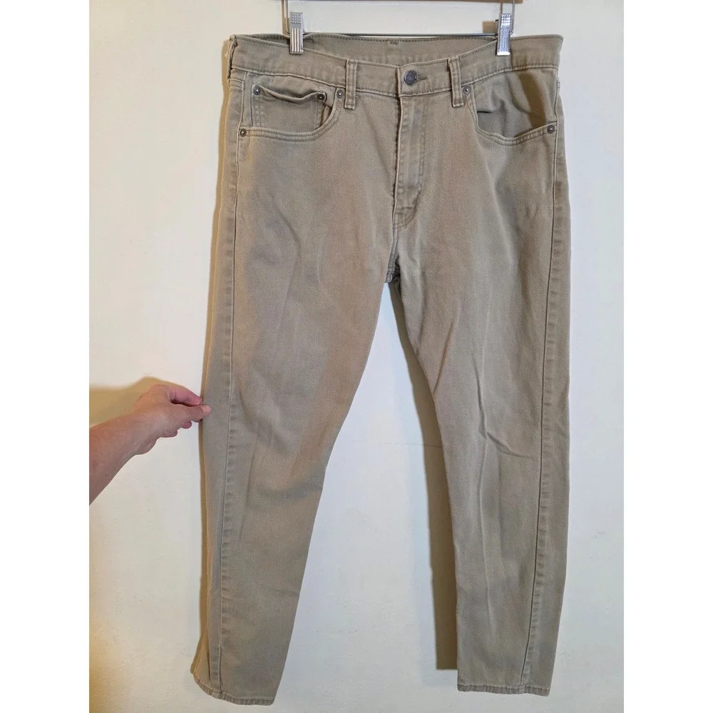 Levis 512 Slim Taper Jeans Mens 35x34 Tan Khaki Beige Denim Pants